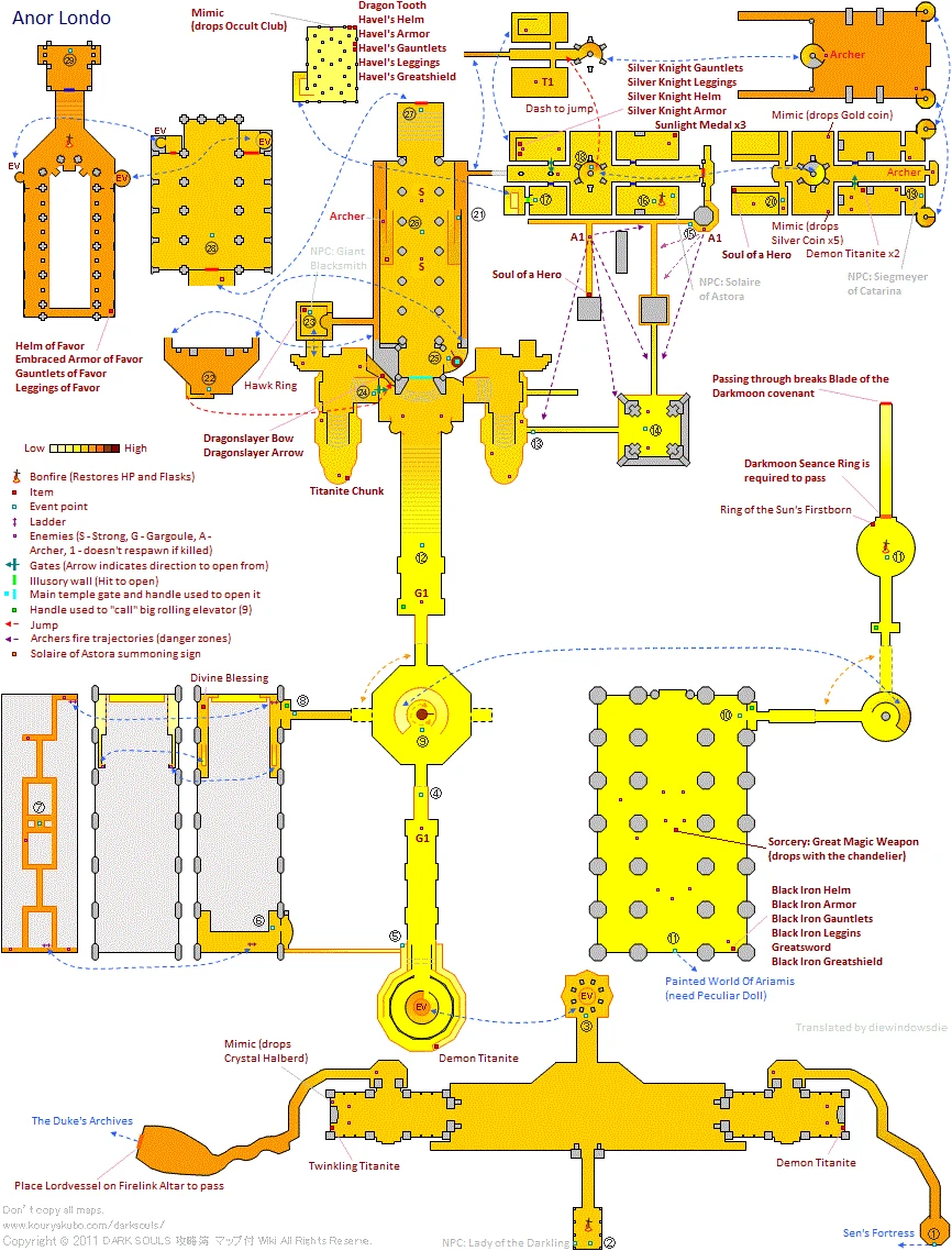 Общшая карта Анор Лондо (англ. язык).
