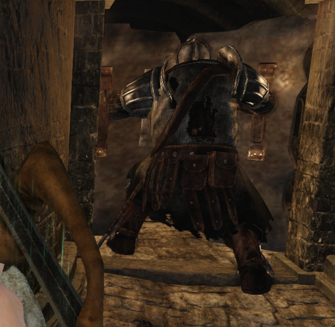 Высокомерный рыцарь в блоке спиной.