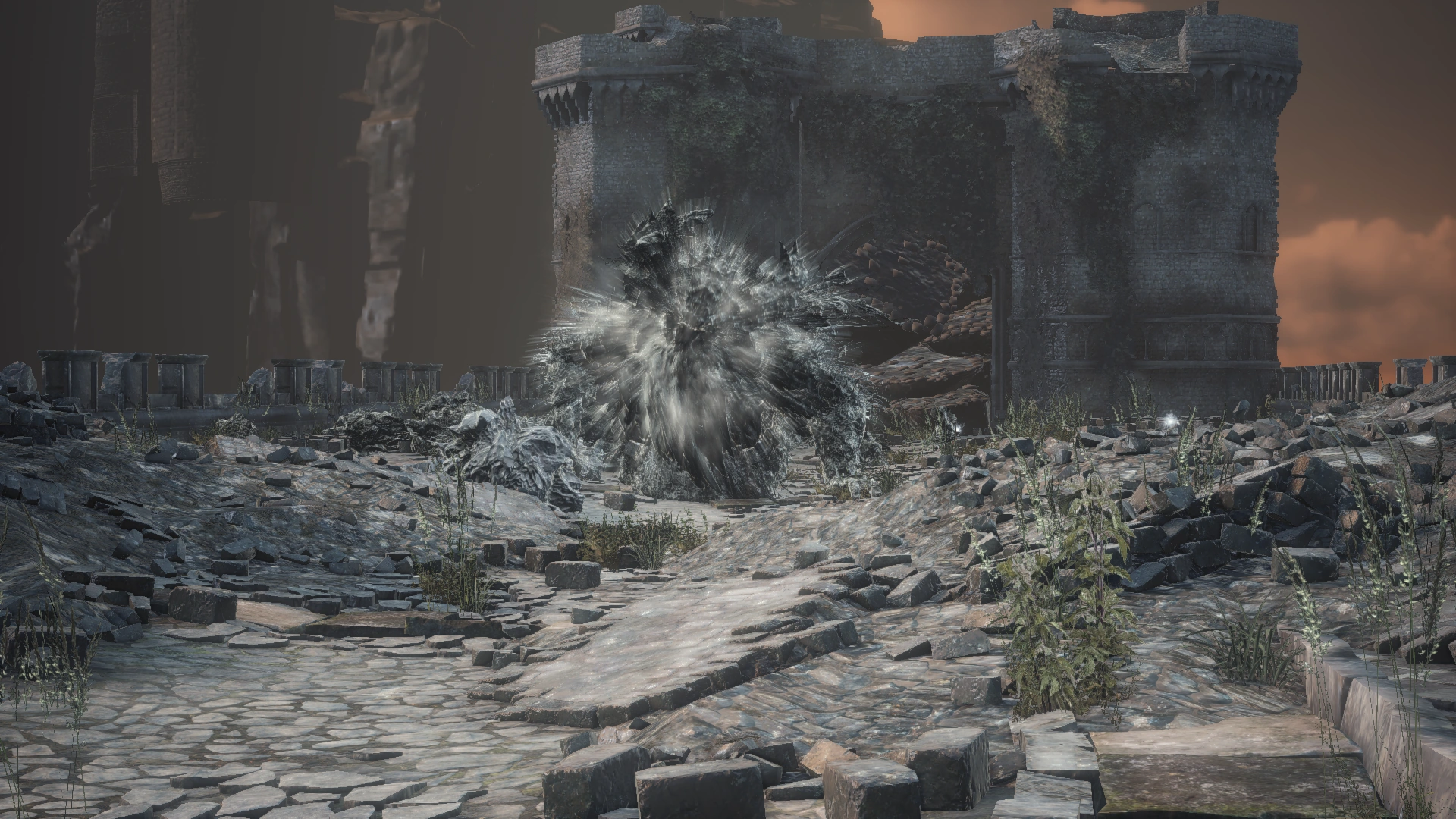 Отсутствие ног не мешает демону плеваться камнями.