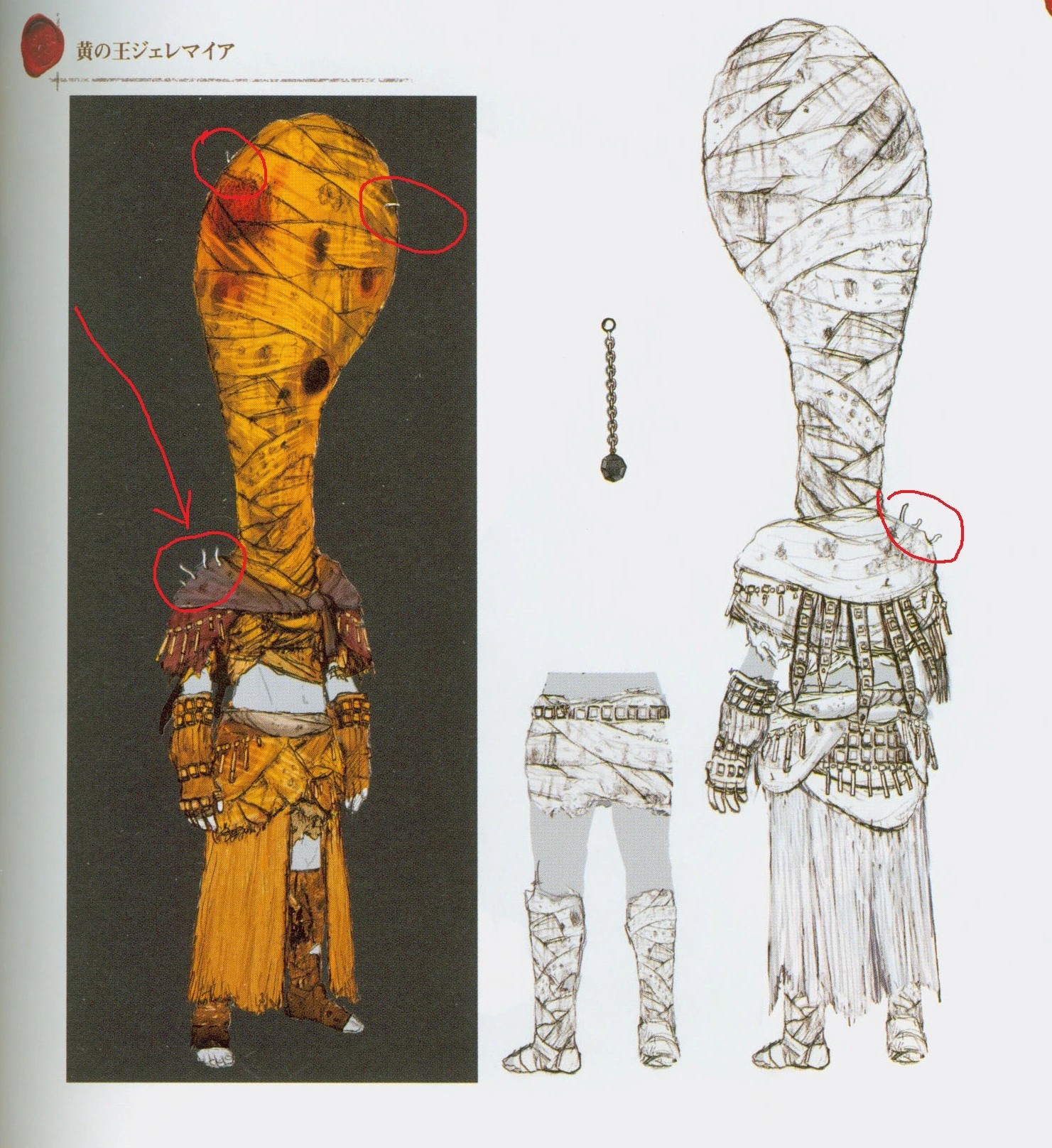 Концепт-арт Короля Иеремии: красным цветом выделены мутации Хаоса.