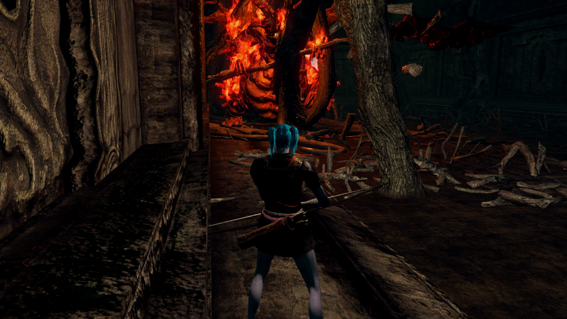 Одно из мест, где босс может застрять в корнях.