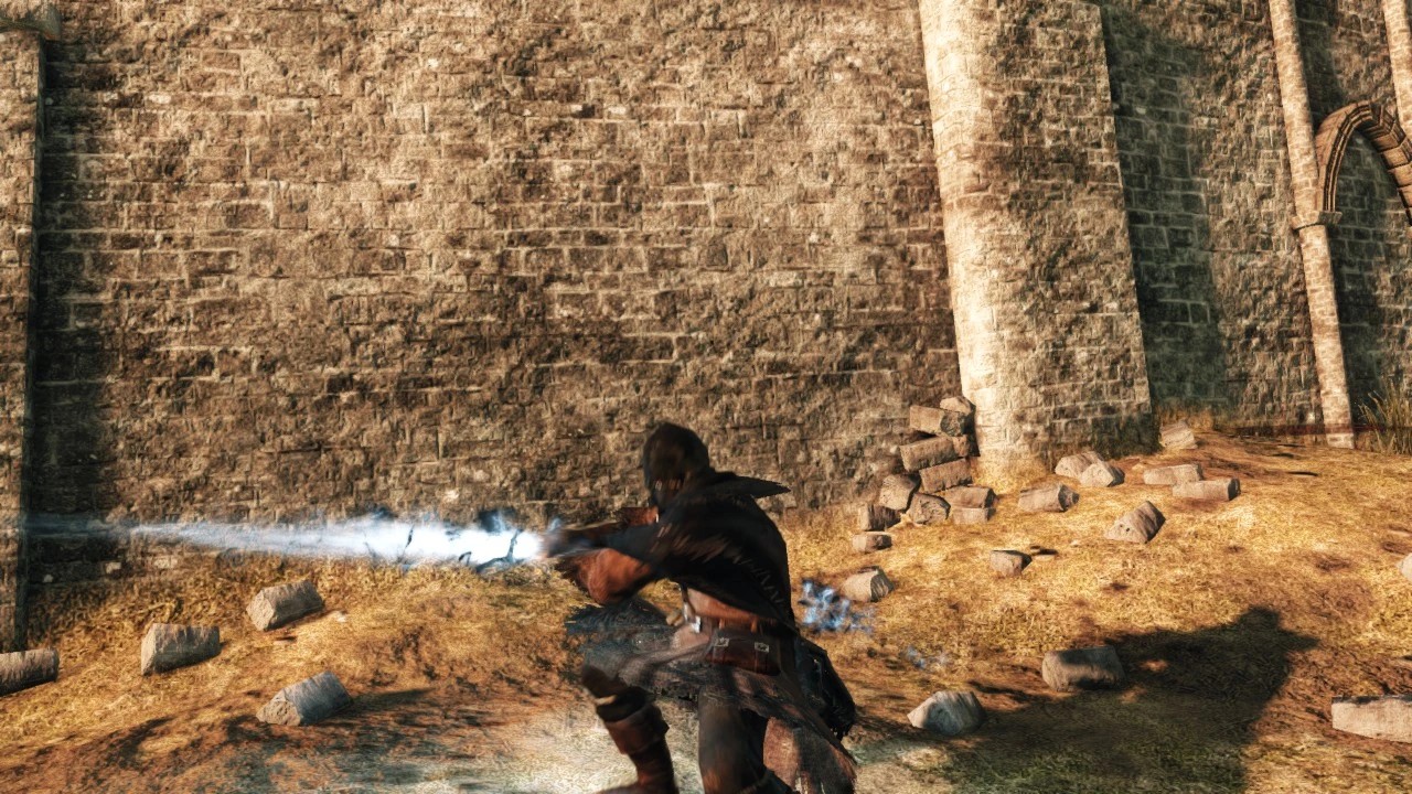 Прямой меч слоновой кости атака в двуручном хвате.