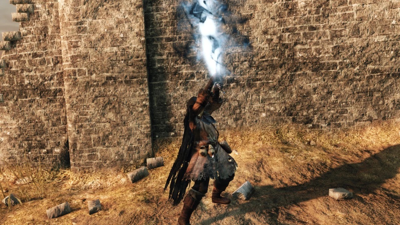 Прямой меч слоновой кости сильная атака в двуручном хвате.