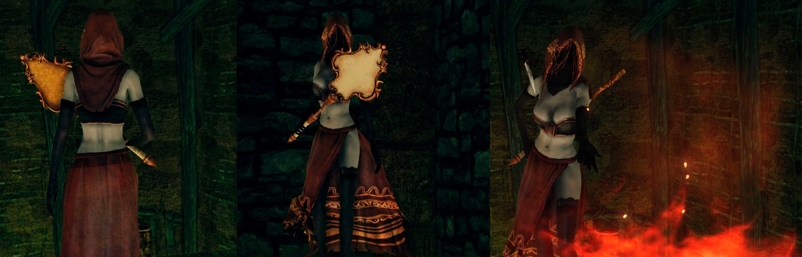 Вид со спины/спереди/во время каста.