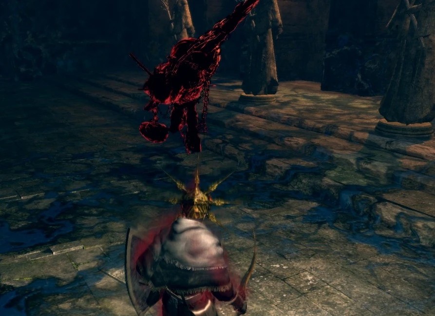 Скованный пленник в качестве красного фантома.